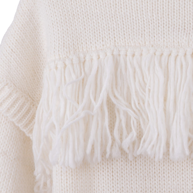 Beige Fringes Jumper