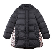 Black And Leopard Padded Coat