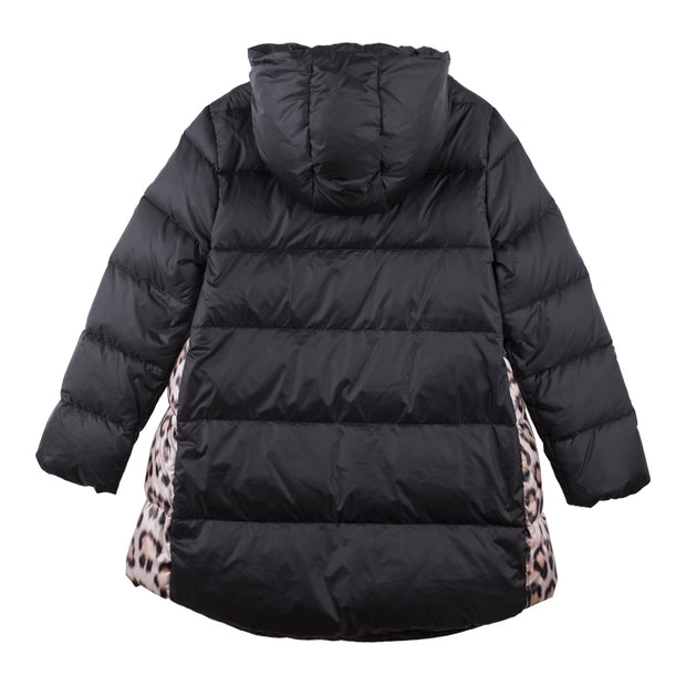 Black And Leopard Padded Coat