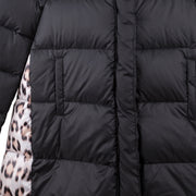 Black And Leopard Padded Coat