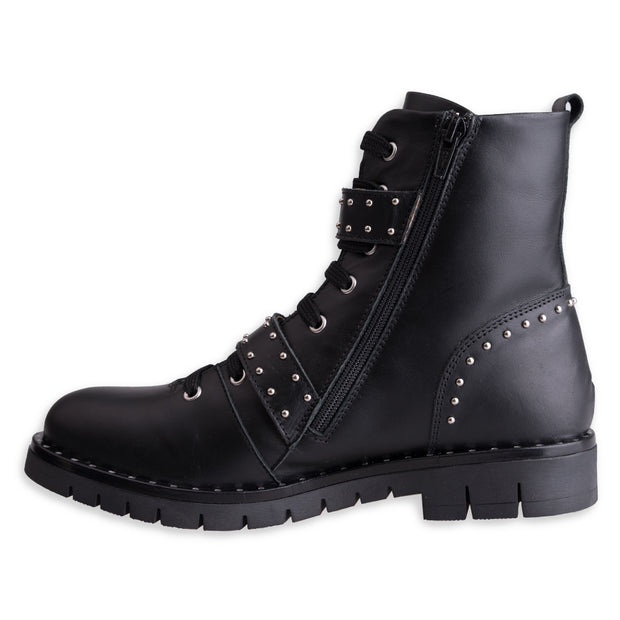 Black Buckles Ankle Boot