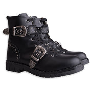 Black Buckles Ankle Boot