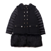 Black Double Breasted Hooded Coat