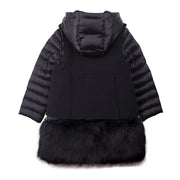 Black Double Breasted Hooded Coat