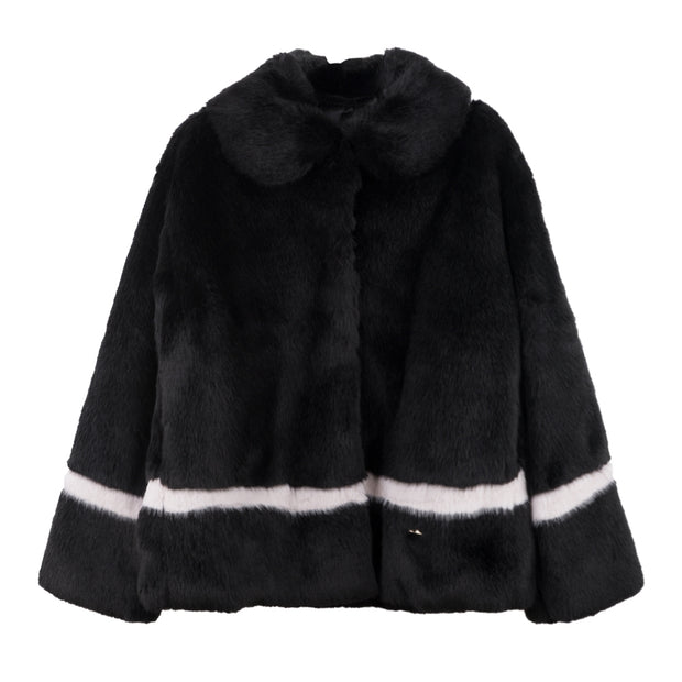 Black Heart Faux Fur Jacket