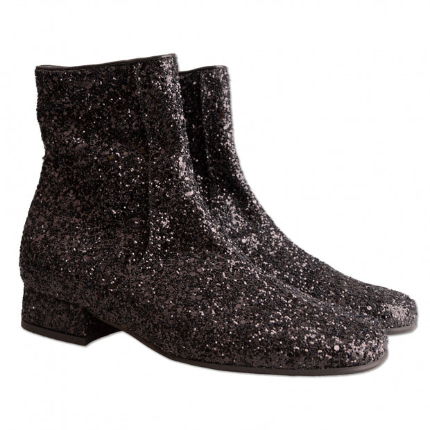 Black Sequin Embellished Ankle Boots