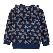 Blue Bear Pattern Hooded Jacket