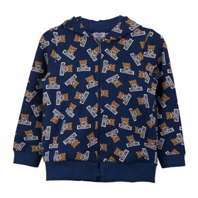 Blue Bear Pattern Hooded Jacket