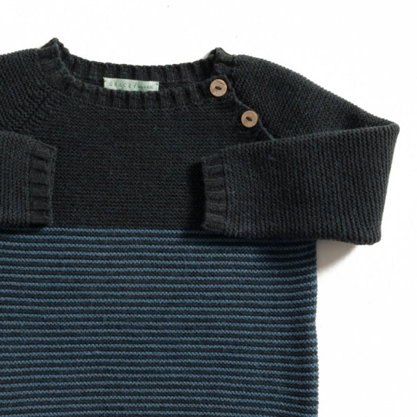 Charcoal Grey&Indigo Stripes Sweater