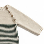 Ecru&Forest Green Stripes Sweater