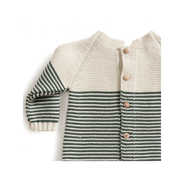 Ecru & Green Stripes Babygrow