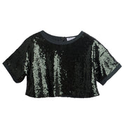 Green Paillettes Crop Top