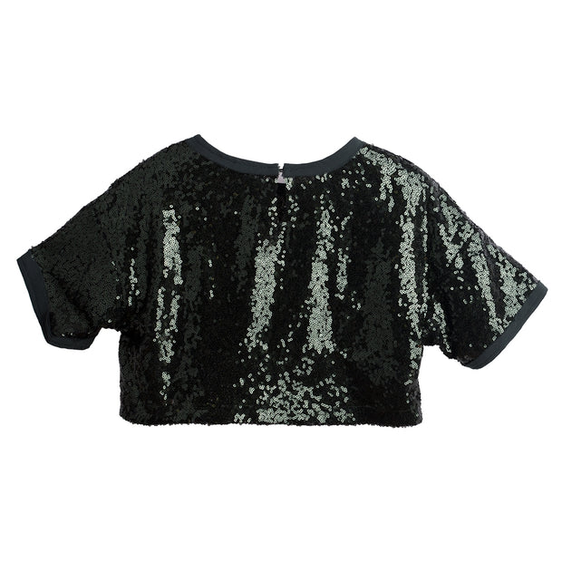 Green Paillettes Crop Top