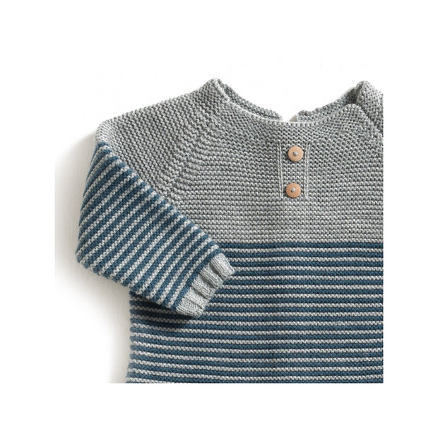 Grey & Indigo Stripes Babygrow