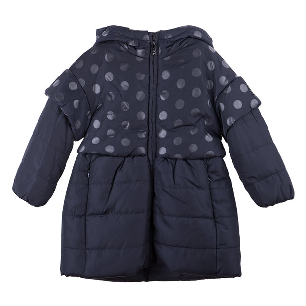 Navy Blue Polka Dot Padded Coat