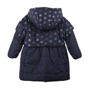 Navy Blue Polka Dot Padded Coat