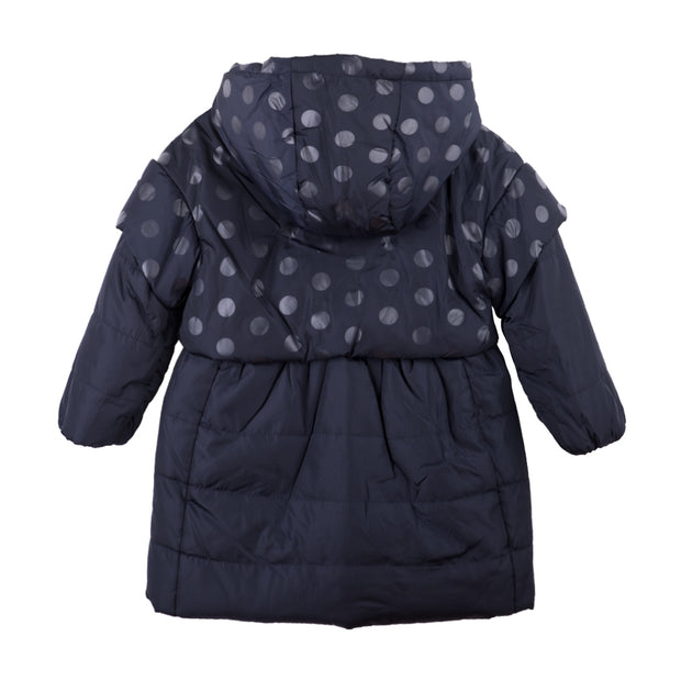 Navy Blue Polka Dot Padded Coat