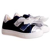 Navy Blue Velvet Trainers