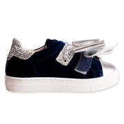 Navy Blue Velvet Trainers