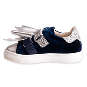 Navy Blue Velvet Trainers