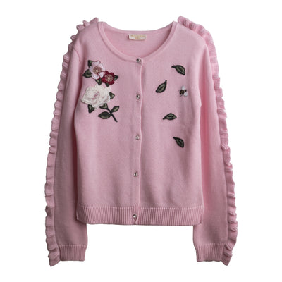 Pink Embroidered Cardigan