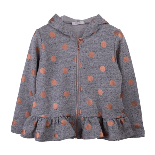 Polka Dot Grey Hooded Jacket