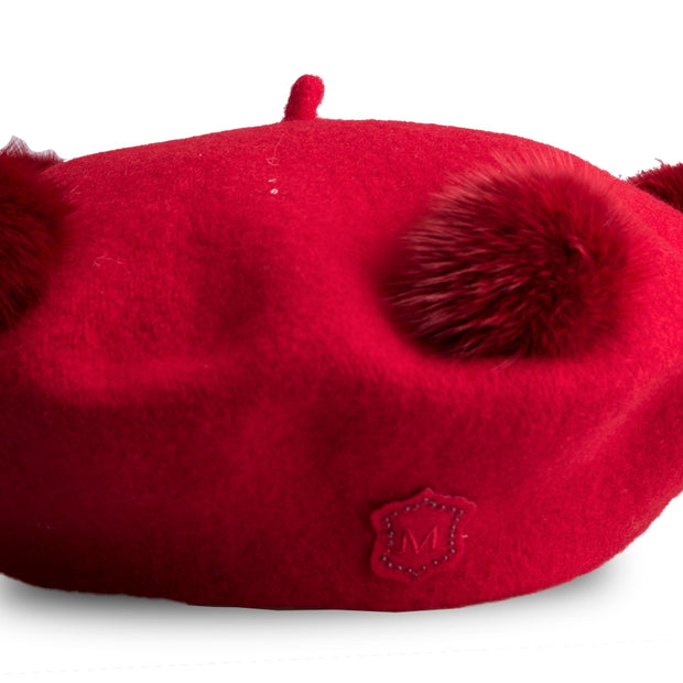 Red Pompom Bonnet