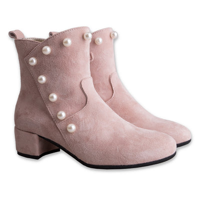 Suede Pink Ankle Boots