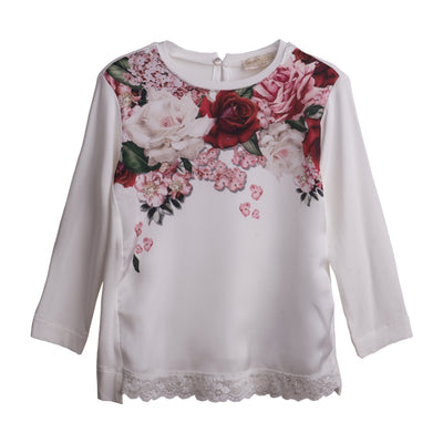 White Flowered Sweatshirt